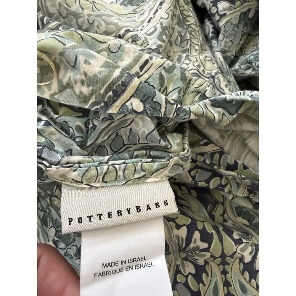 Pottery Barn Jordana Blue Green Paisley Queen Duvet Cover
